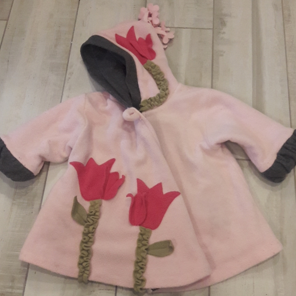 Pink tulip hooded winter coat 🌷